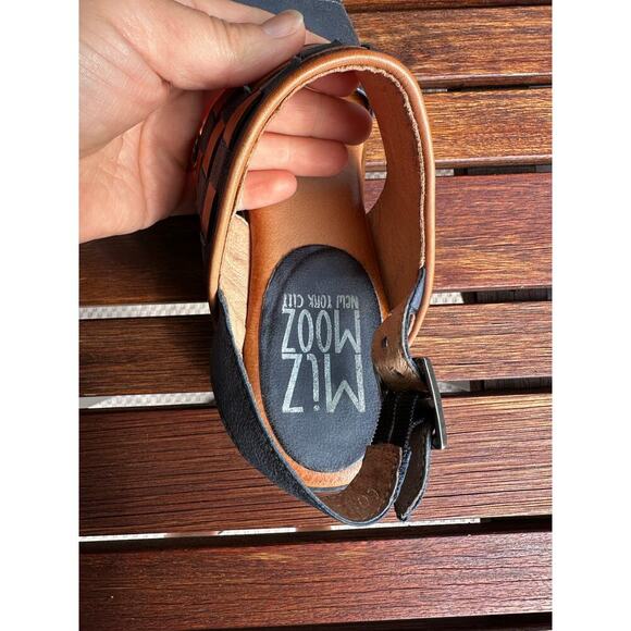 Miz Mooz Constance Womens 7 Blue Leather Hook & Loop Strap Sandals Shoes - Picture 5 of 16